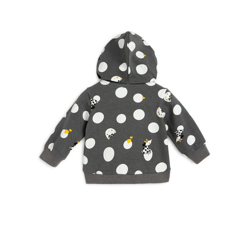 Girls Dark Grey Printed Cardigan image number 1